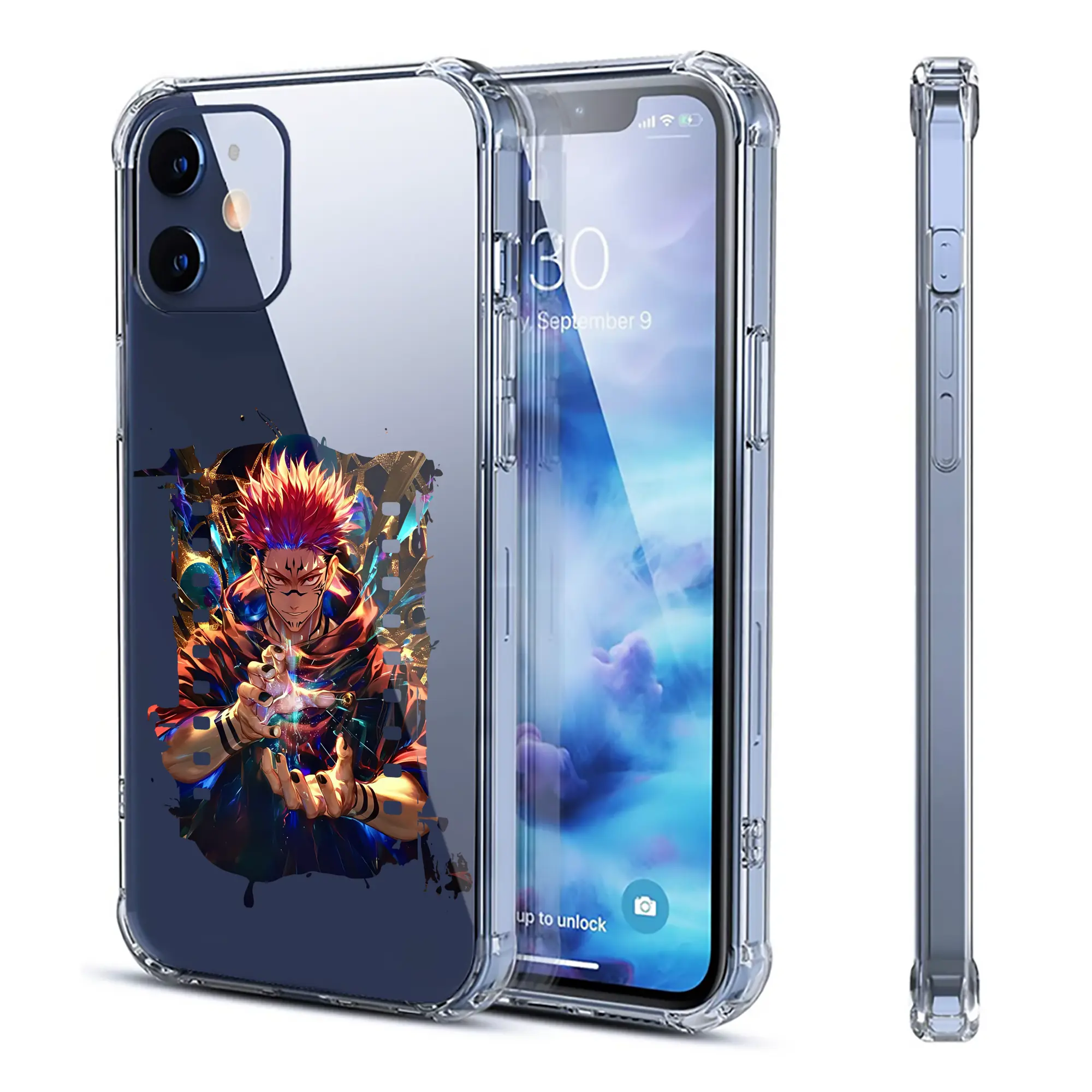 呪術廻戦 グッズ,両面宿儺 - IPhone 12シリーズ対応 ・ 透明スマホケース ・ クリアソフトケース ・ TPU素材 ・ 耐衝撃 ・ 高密着 ・ 防汚 防指紋 ・ 簡単着脱